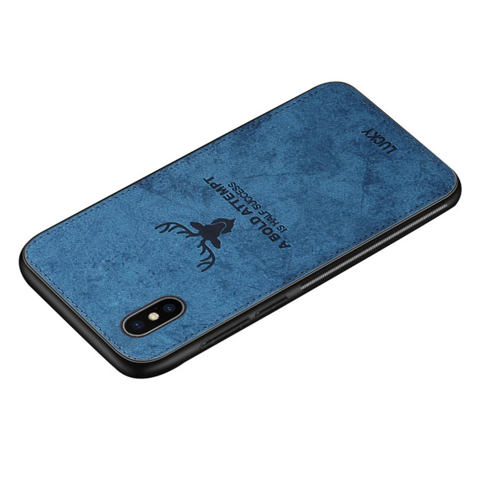 Magnetic Cloth Texture Deer Case for iPhone 14 13 12 11 Pro XS MAX XR X 6 7 8 Plus Built-in Magnet Soft TPU Back Cover