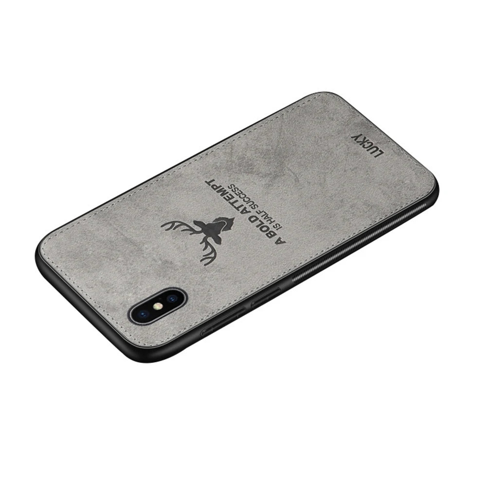 Magnetic Cloth Texture Deer Case for iPhone 14 13 12 11 Pro XS MAX XR X 6 7 8 Plus Built-in Magnet Soft TPU Back Cover