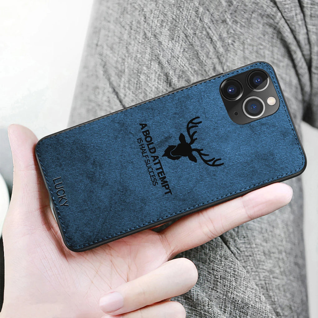 Magnetic Cloth Texture Deer Case for iPhone 14 13 12 11 Pro XS MAX XR X 6 7 8 Plus Built-in Magnet Soft TPU Back Cover