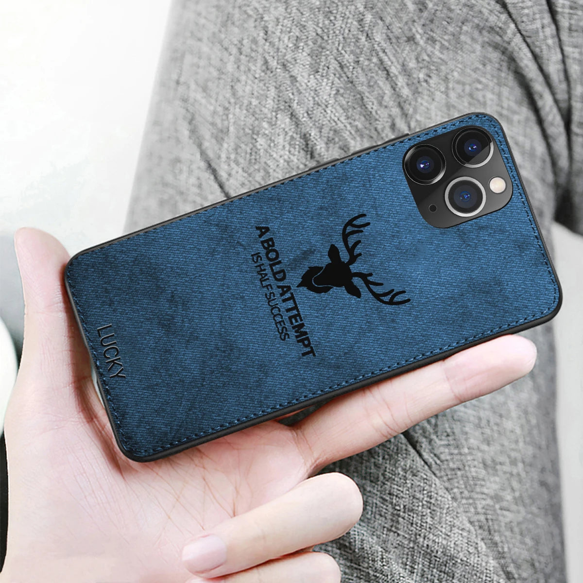 Magnetic Cloth Texture Deer Case for iPhone 14 13 12 11 Pro XS MAX XR X 6 7 8 Plus Built-in Magnet Soft TPU Back Cover