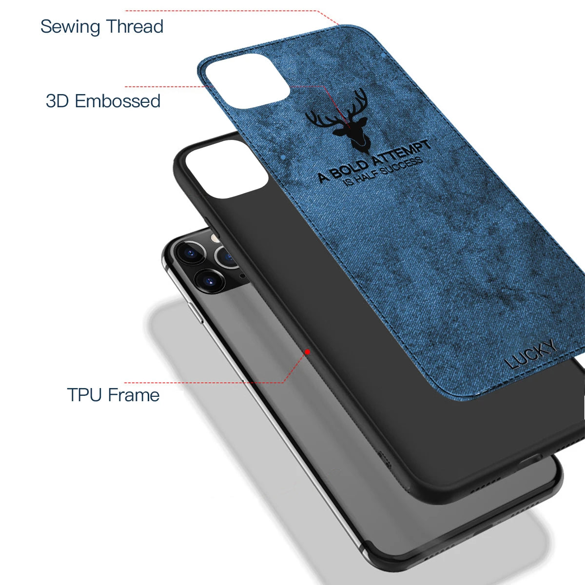 Magnetic Cloth Texture Deer Case for iPhone 14 13 12 11 Pro XS MAX XR X 6 7 8 Plus Built-in Magnet Soft TPU Back Cover