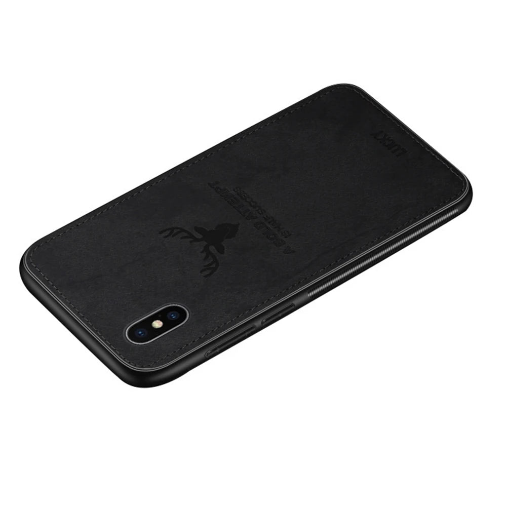 Magnetic Cloth Texture Deer Case for iPhone 14 13 12 11 Pro XS MAX XR X 6 7 8 Plus Built-in Magnet Soft TPU Back Cover