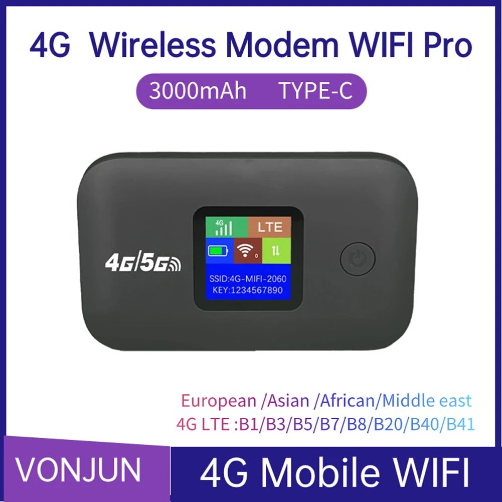 4G/5G Mobile WIFI Router 150Mbps 4G LTE Wireless Router 3500mA Portable Pocket MiFi Modem with Sim Card Slot Mobile WiFi Hotspot