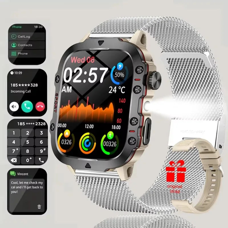 For Xiaomi Military 1.96 "HD screen GPS Smartwatch Fitness IP68 Waterproof 100+Sport Tracker Bluetooth call SmartWatch 2025 New