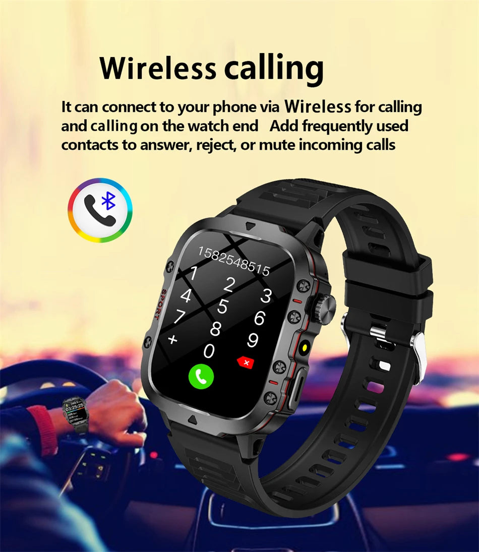 For Xiaomi Military 1.96 "HD screen GPS Smartwatch Fitness IP68 Waterproof 100+Sport Tracker Bluetooth call SmartWatch 2025 New