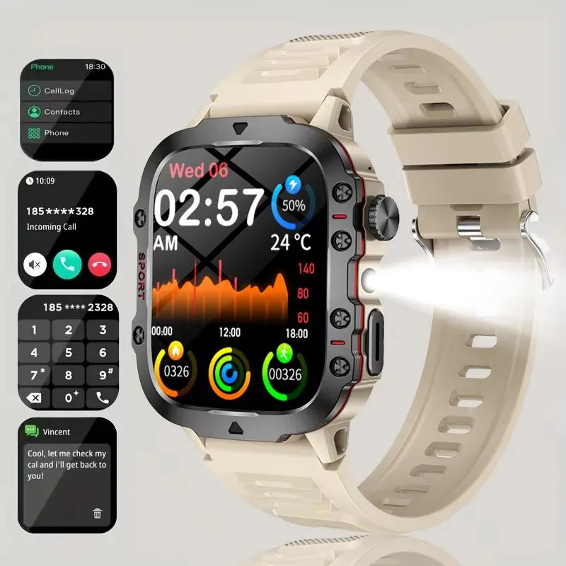 For Xiaomi Military 1.96 "HD screen GPS Smartwatch Fitness IP68 Waterproof 100+Sport Tracker Bluetooth call SmartWatch 2025 New