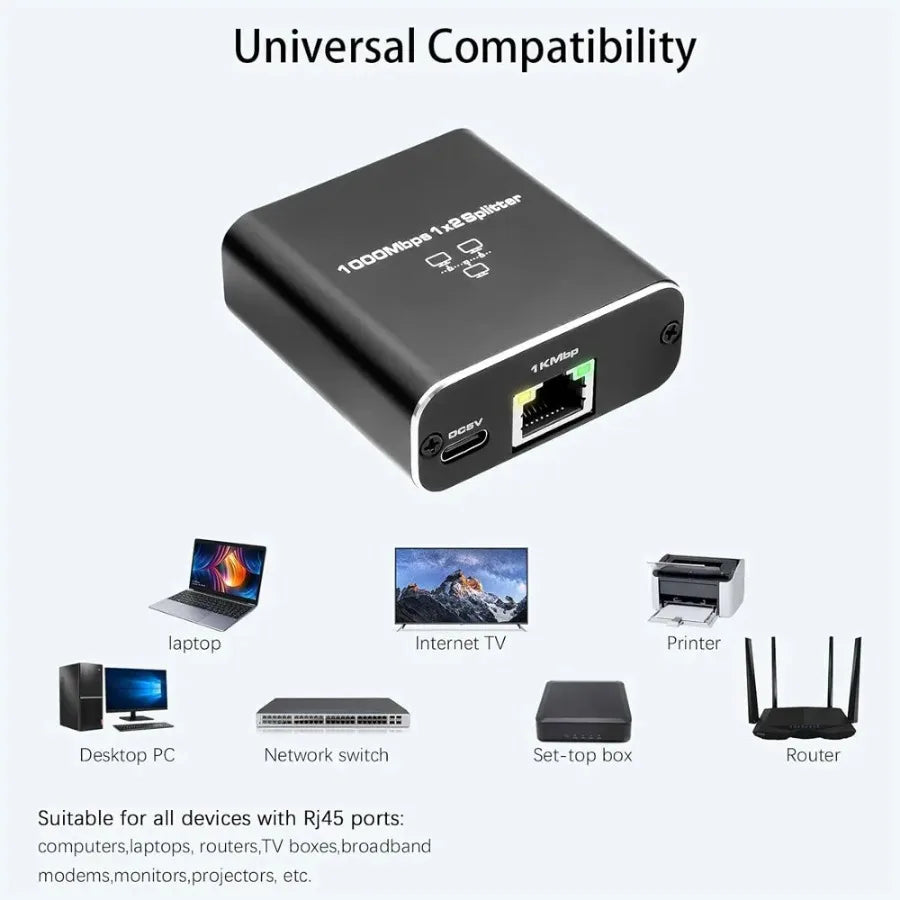 Gigabit Ethernet Switch Rj45 Splitter LAN Gigabit Extension Adapter 1000Mbps Network Connector 1to2 For PC Laptop TV Box Router