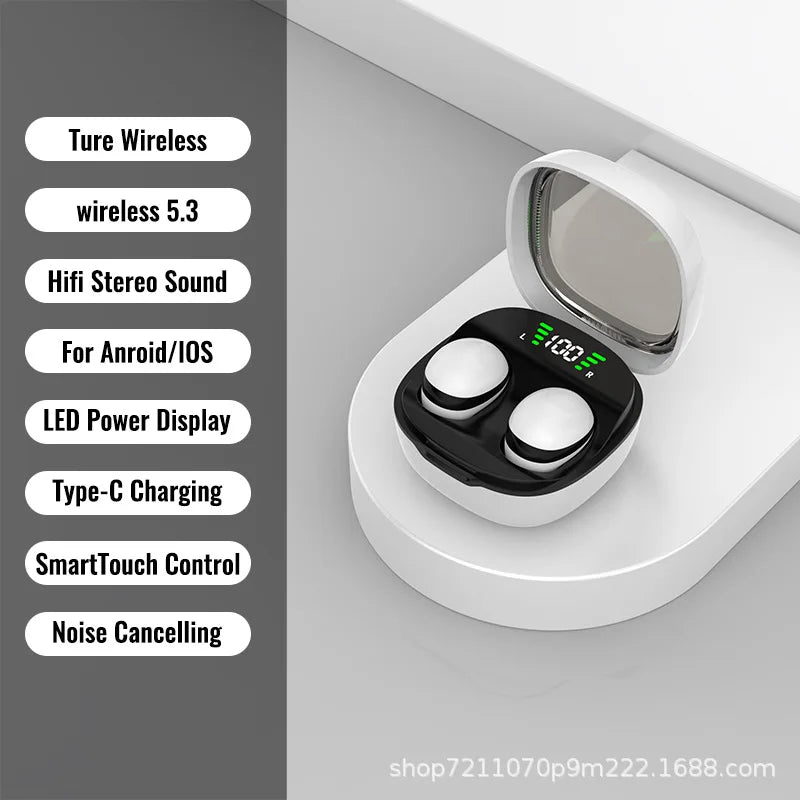 Mini Invisible Earphones Bluetooth 5.3 Headphones HiFi Stereo Wireless Headsets Noise Reduction Earbuds for Xiaomi Huawei