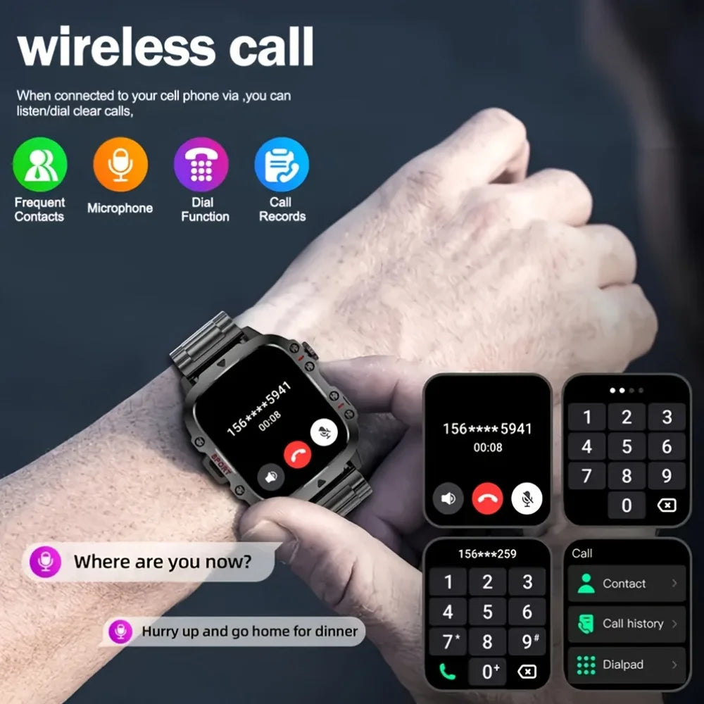 For Xiaomi Military 1.96 "HD screen GPS Smartwatch Fitness IP68 Waterproof 100+Sport Tracker Bluetooth call SmartWatch 2025 New