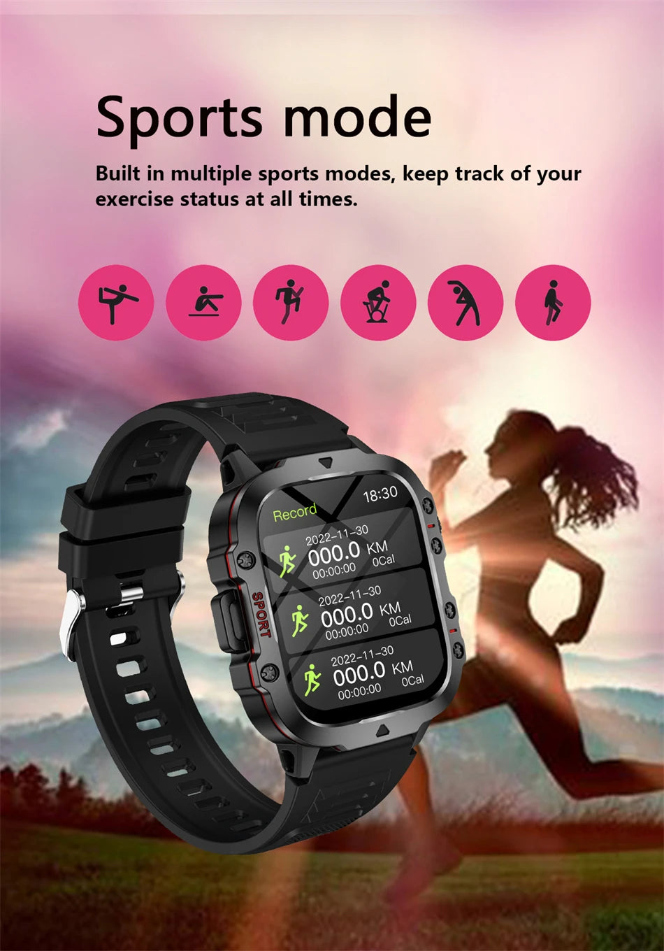 For Xiaomi Military 1.96 "HD screen GPS Smartwatch Fitness IP68 Waterproof 100+Sport Tracker Bluetooth call SmartWatch 2025 New