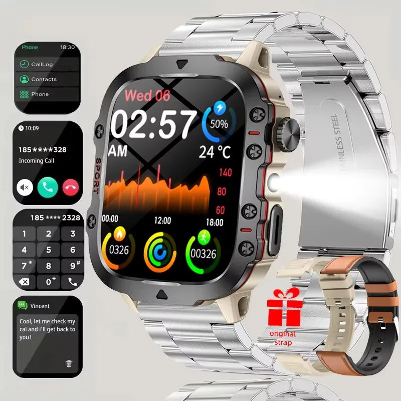 For Xiaomi Military 1.96 "HD screen GPS Smartwatch Fitness IP68 Waterproof 100+Sport Tracker Bluetooth call SmartWatch 2025 New