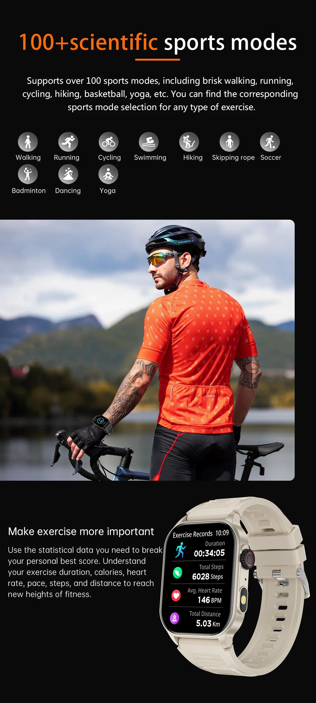 LIGE New Men Smart Watch Flashlight 2.01" HD Large Screen AI Voice Bluetooth Call Sport Watches Health Monitor Smartwatch Women