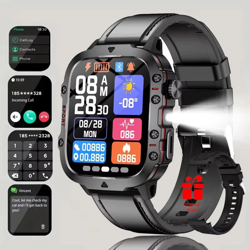 For Xiaomi Military 1.96 "HD screen GPS Smartwatch Fitness IP68 Waterproof 100+Sport Tracker Bluetooth call SmartWatch 2025 New