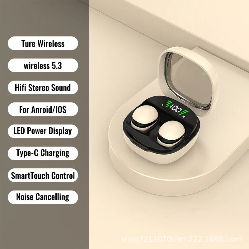 Mini Invisible Earphones Bluetooth 5.3 Headphones HiFi Stereo Wireless Headsets Noise Reduction Earbuds for Xiaomi Huawei