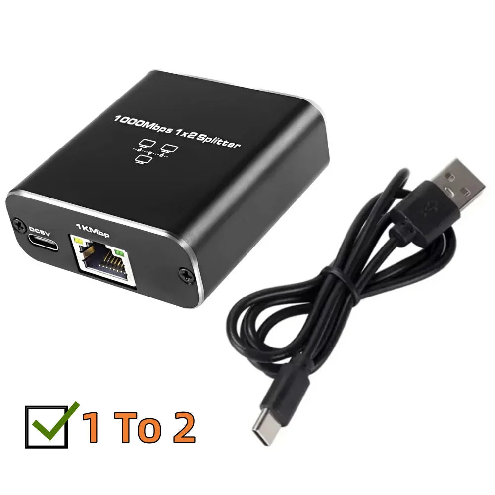 Gigabit Ethernet Switch Rj45 Splitter LAN Gigabit Extension Adapter 1000Mbps Network Connector 1to2 For PC Laptop TV Box Router