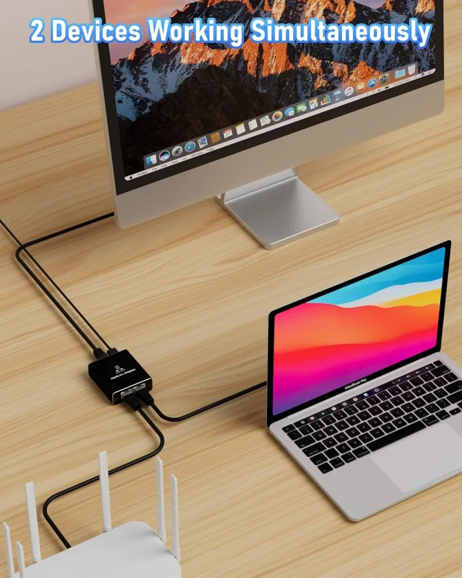 Gigabit Ethernet Switch Rj45 Splitter LAN Gigabit Extension Adapter 1000Mbps Network Connector 1to2 For PC Laptop TV Box Router