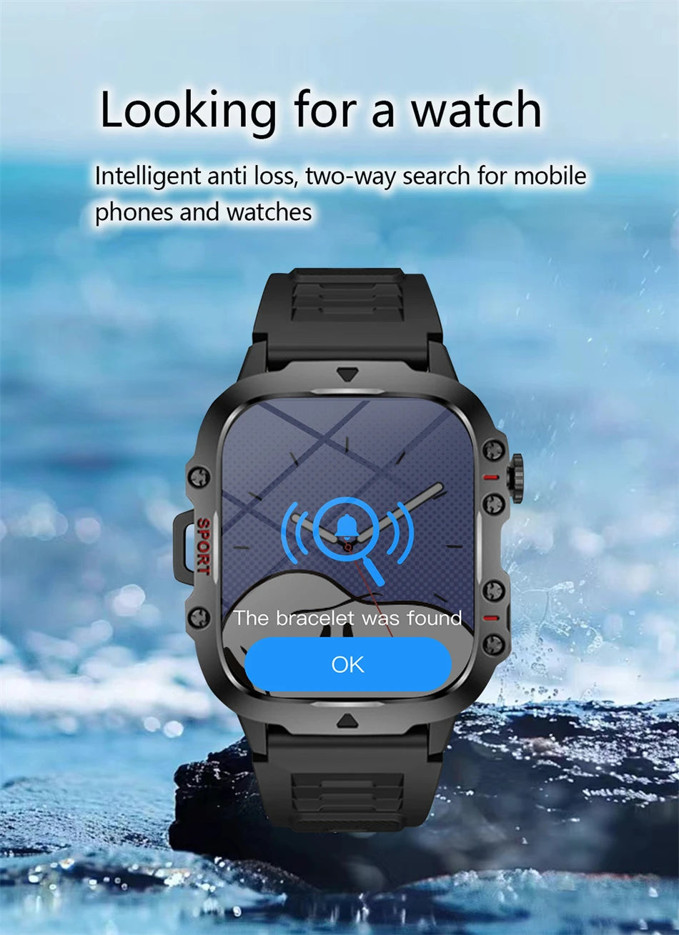 For Xiaomi Military 1.96 "HD screen GPS Smartwatch Fitness IP68 Waterproof 100+Sport Tracker Bluetooth call SmartWatch 2025 New