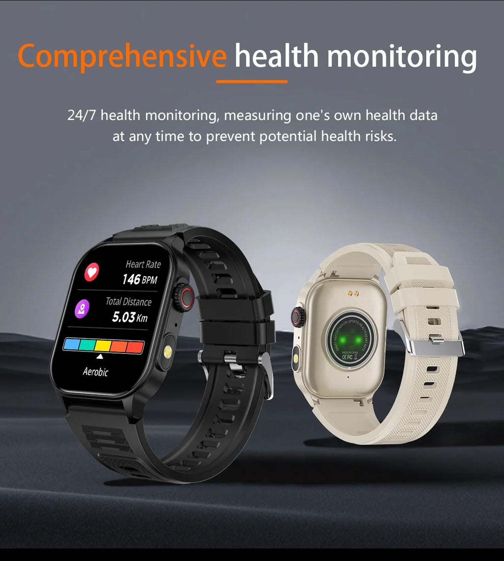 LIGE New Men Smart Watch Flashlight 2.01" HD Large Screen AI Voice Bluetooth Call Sport Watches Health Monitor Smartwatch Women