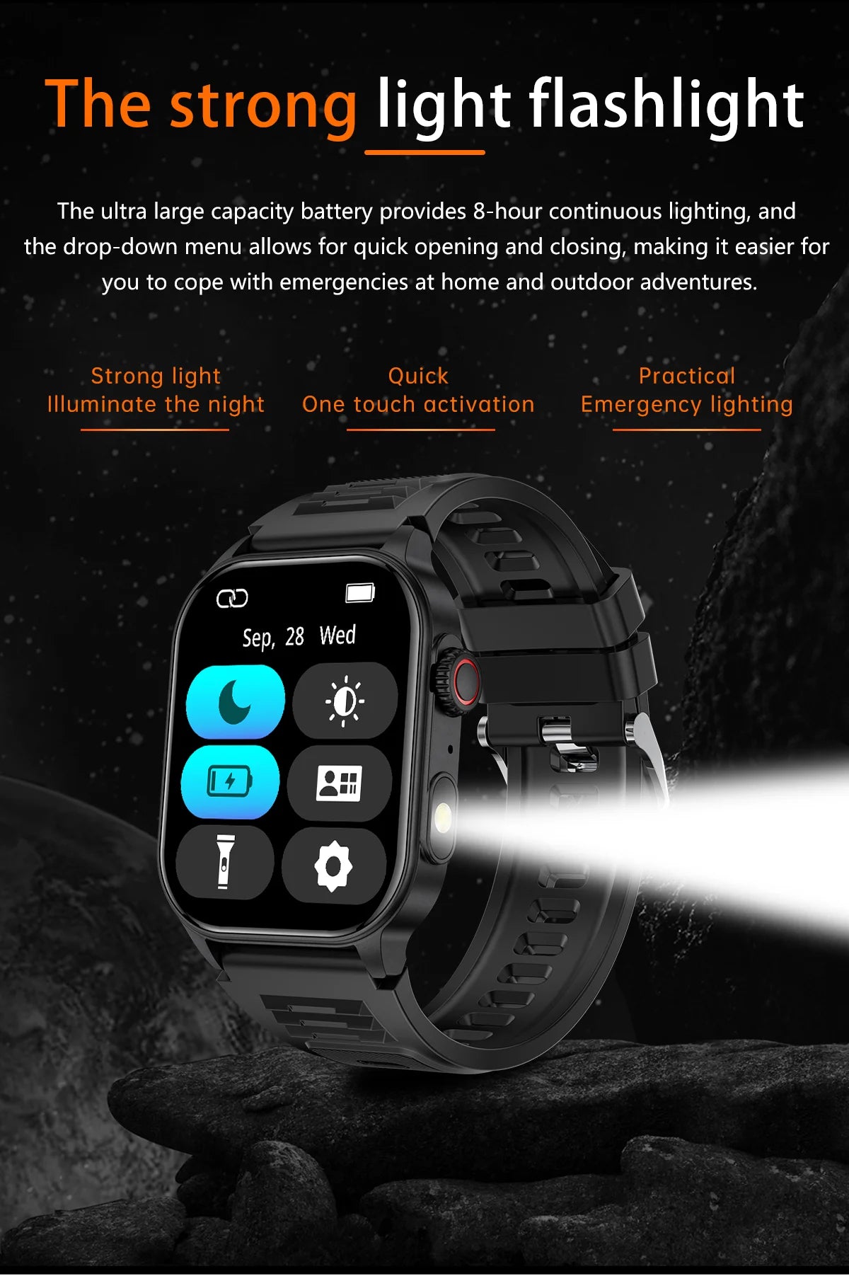 LIGE New Men Smart Watch Flashlight 2.01" HD Large Screen AI Voice Bluetooth Call Sport Watches Health Monitor Smartwatch Women