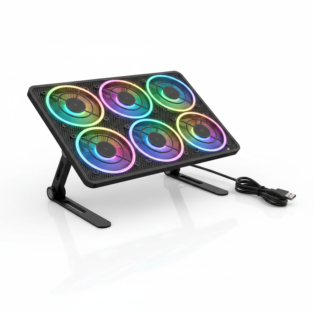 (Copie) Refroidisseur PC Portable RGB avec 6 Ventilateurs